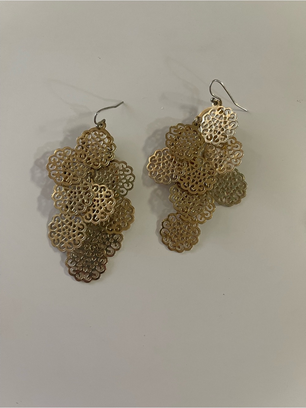Gold Floral Filigree Cluster Drop Earrings - Women Jewelry